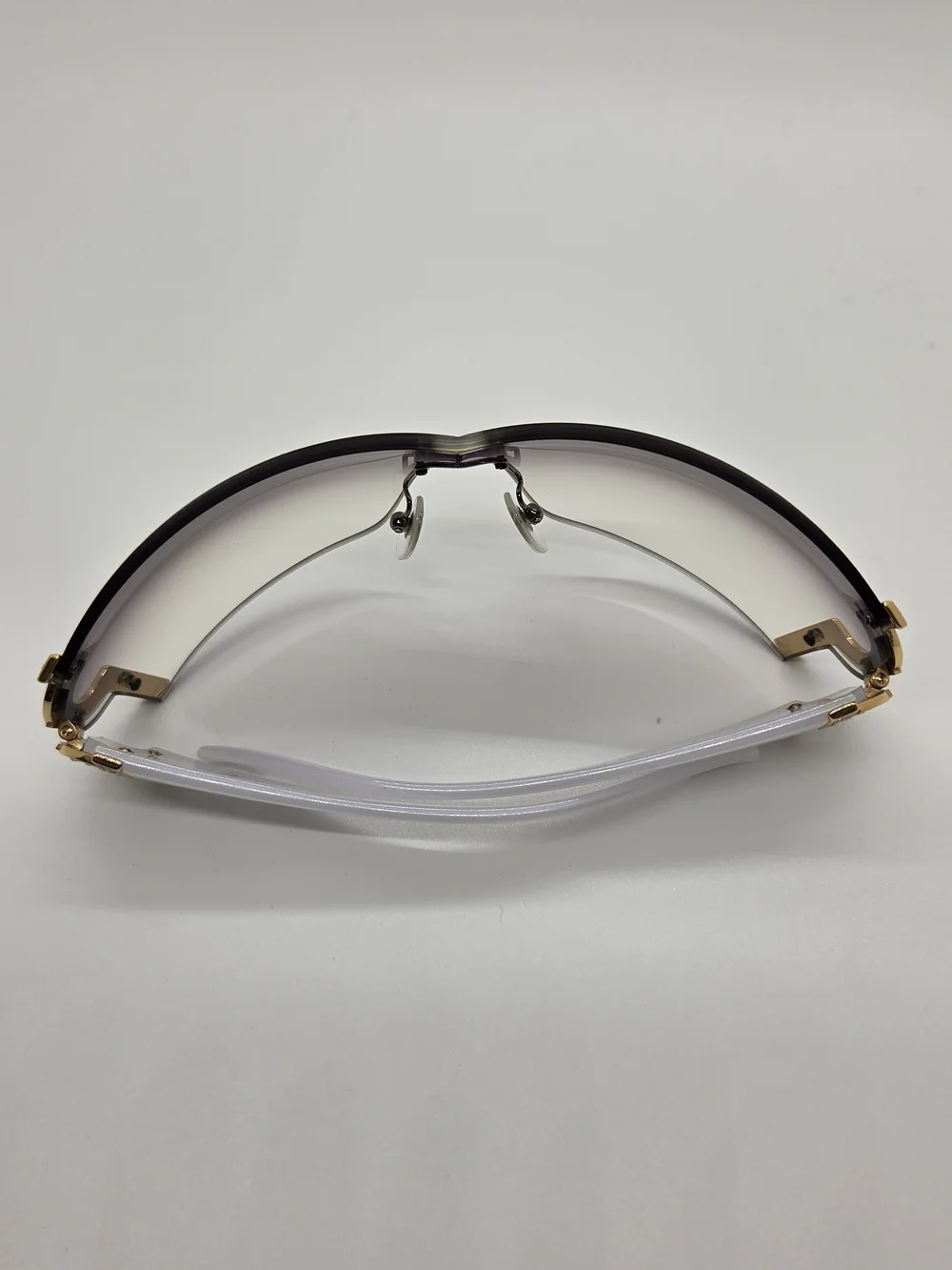 Bvlgari White and Gold, Swarvoski Crystal-Embellished Shield Sunglasses, Vintage